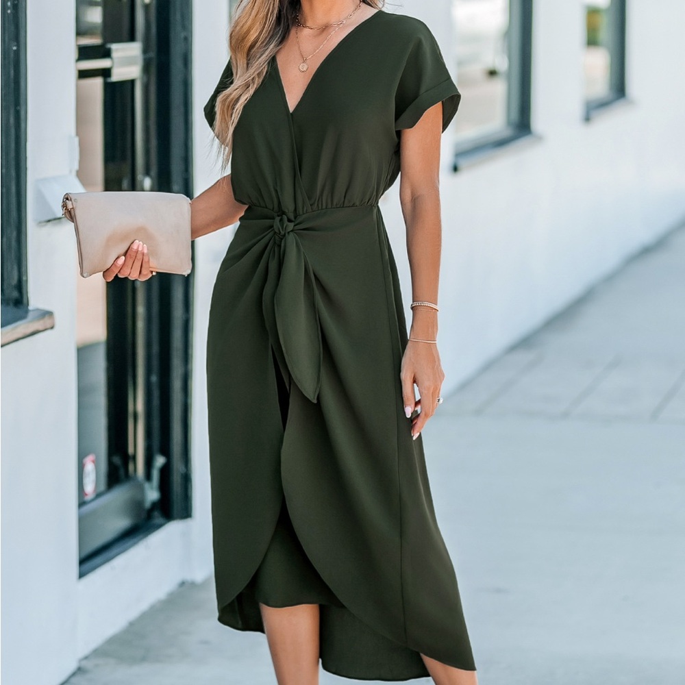 Cupshe Deep Green Midi Wrap Dress